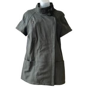 Vena Cava Washed Black Leather Short Sleeve Moto Jacket Size XS